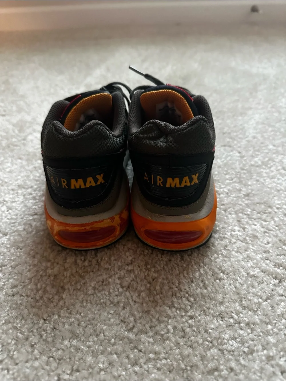 Nike Kids Sneakers in Olive Green with Orange and Pink Accents